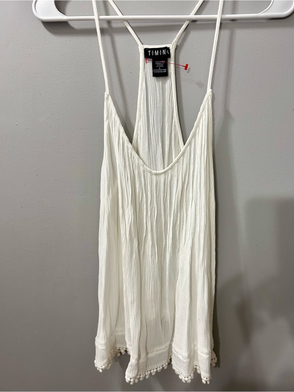 Timing White Gauze Spaghetti-Strap Top